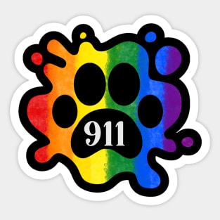 Dispatcher LGBTQIA 911 Rainbow Pride Paw Print Sticker